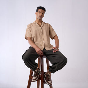 Khaki soft textured holiday shirt