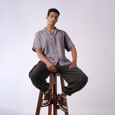 Grey soft textured holiday shirt