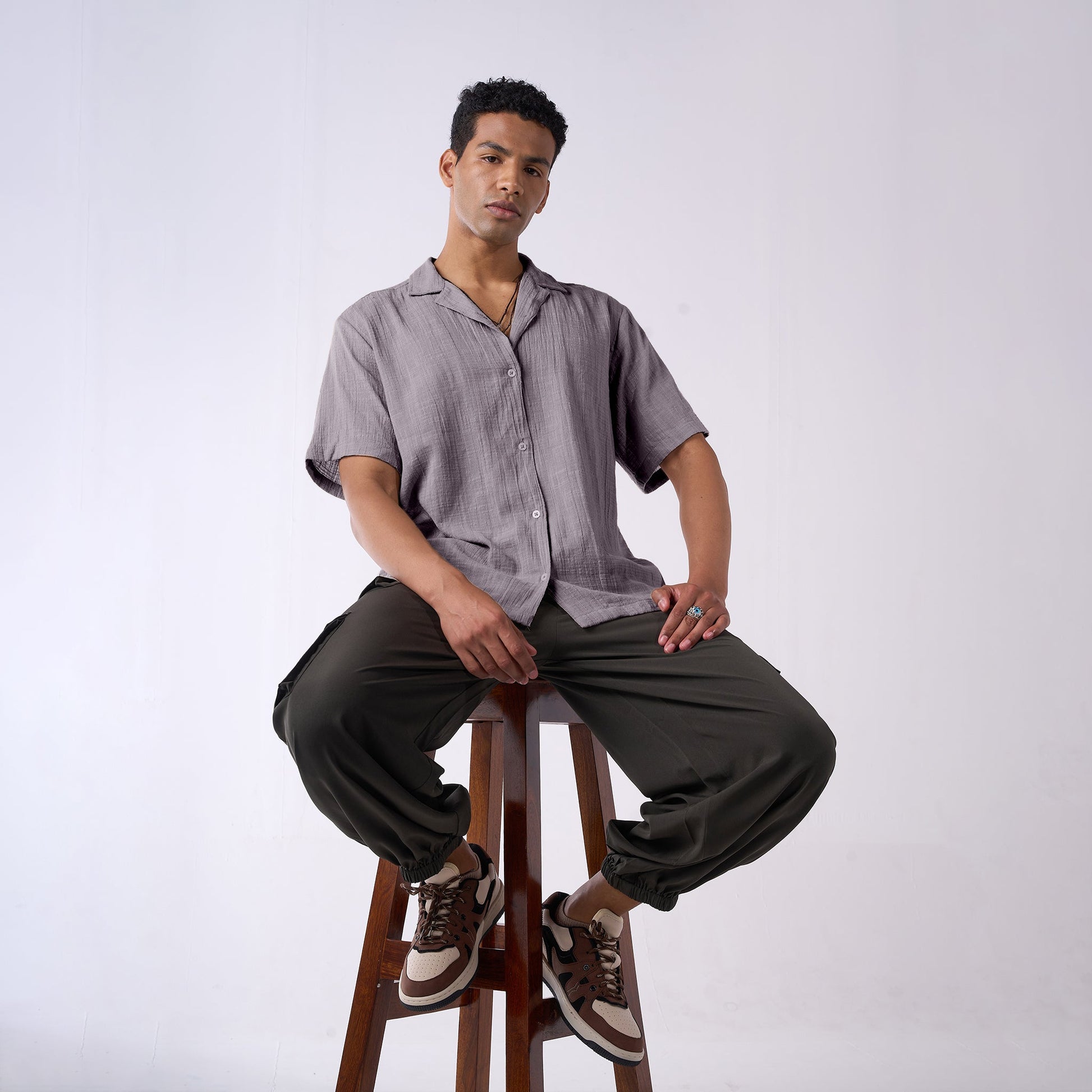 Grey soft textured holiday shirt