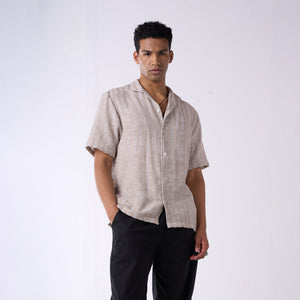 Grey handloom textured resort shirt