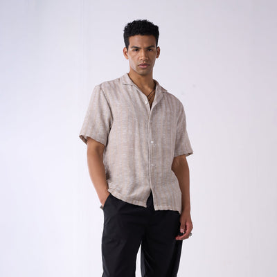Grey handloom textured resort shirt