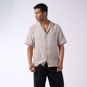 Grey handloom textured resort shirt