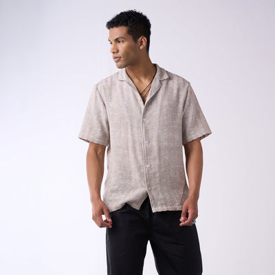 Grey handloom textured resort shirt