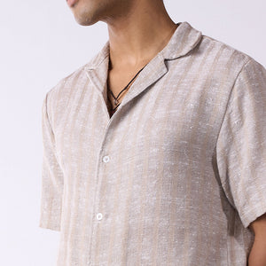 Grey handloom textured resort shirt