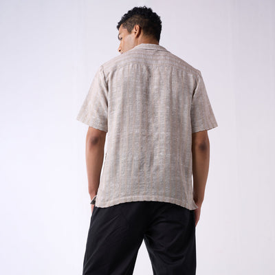 Grey handloom textured resort shirt