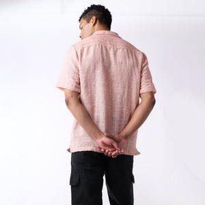 Pink handloom textured resort shirt men
