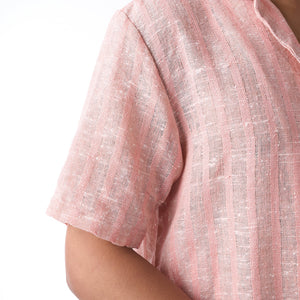 Pink handloom textured resort shirt men