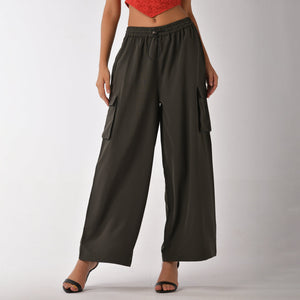 Women's olive baggy air High-Waisted Cargo Pants