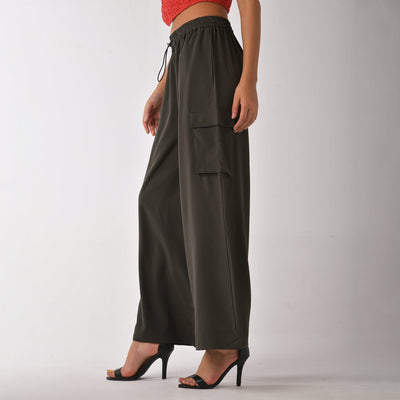 Women's olive baggy air High-Waisted Cargo Pants