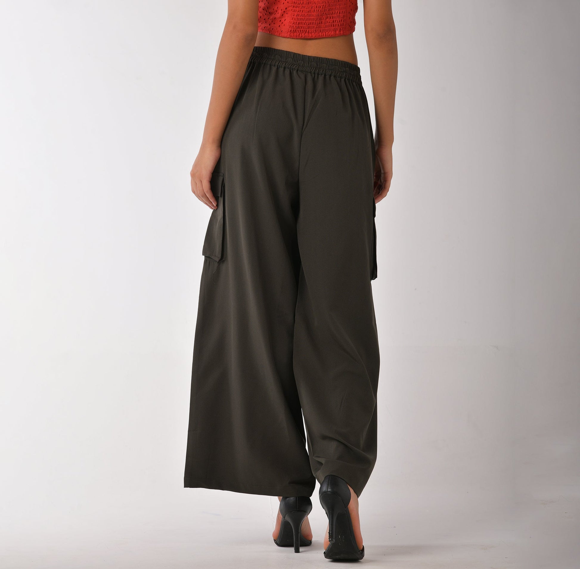 Women's olive baggy air High-Waisted Cargo Pants