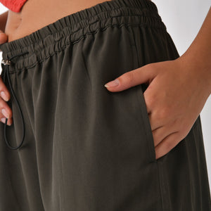 Women's olive baggy air High-Waisted Cargo Pants