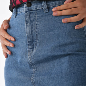 Denim Maxi Skirt - Blue
