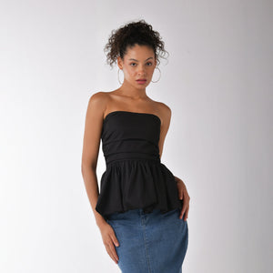 Black Off-shoulder Bubble Top