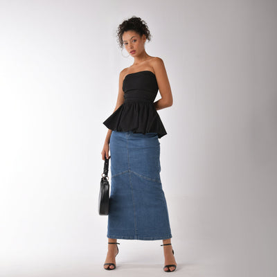 Black Off-shoulder Bubble Top