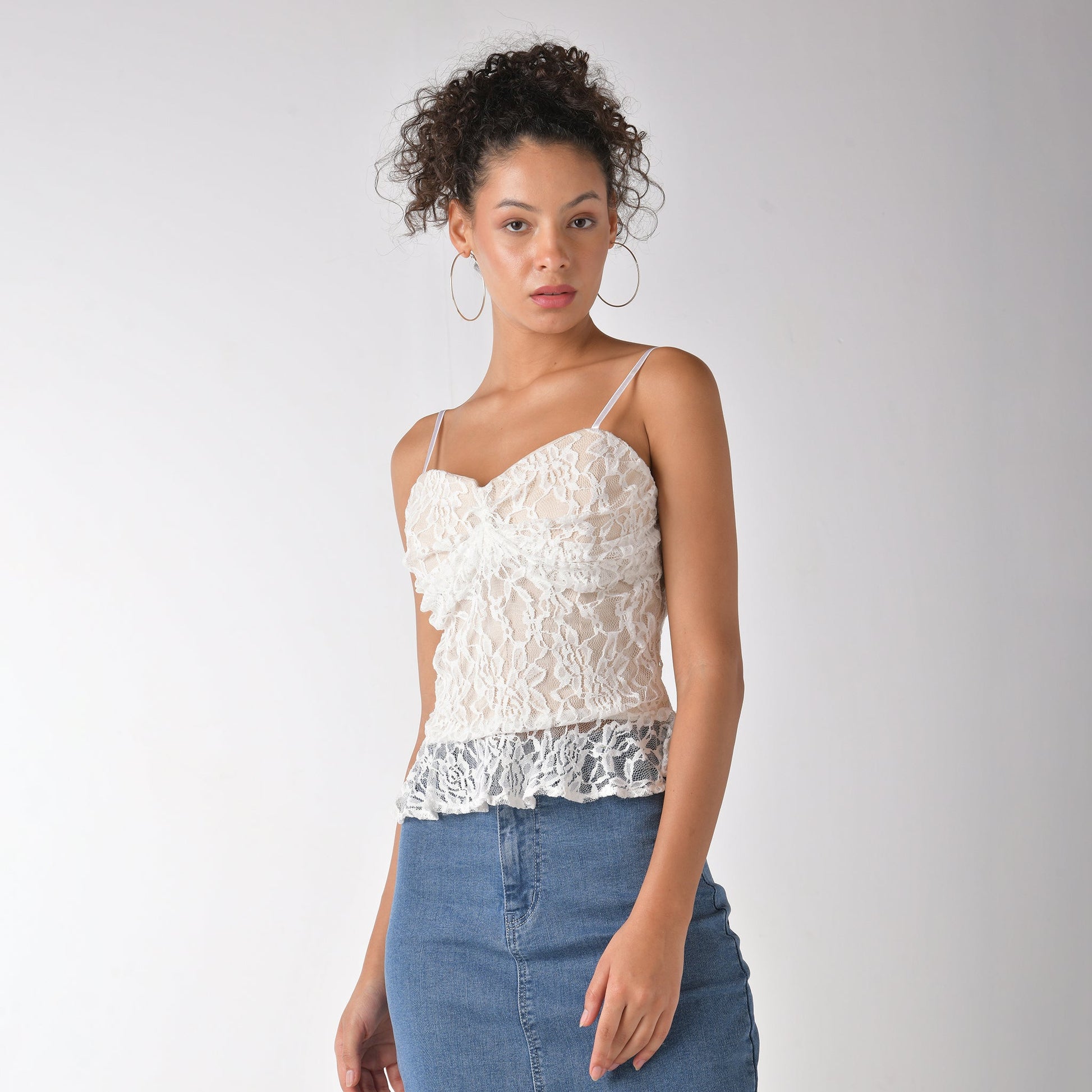 White Strappy lace corset top