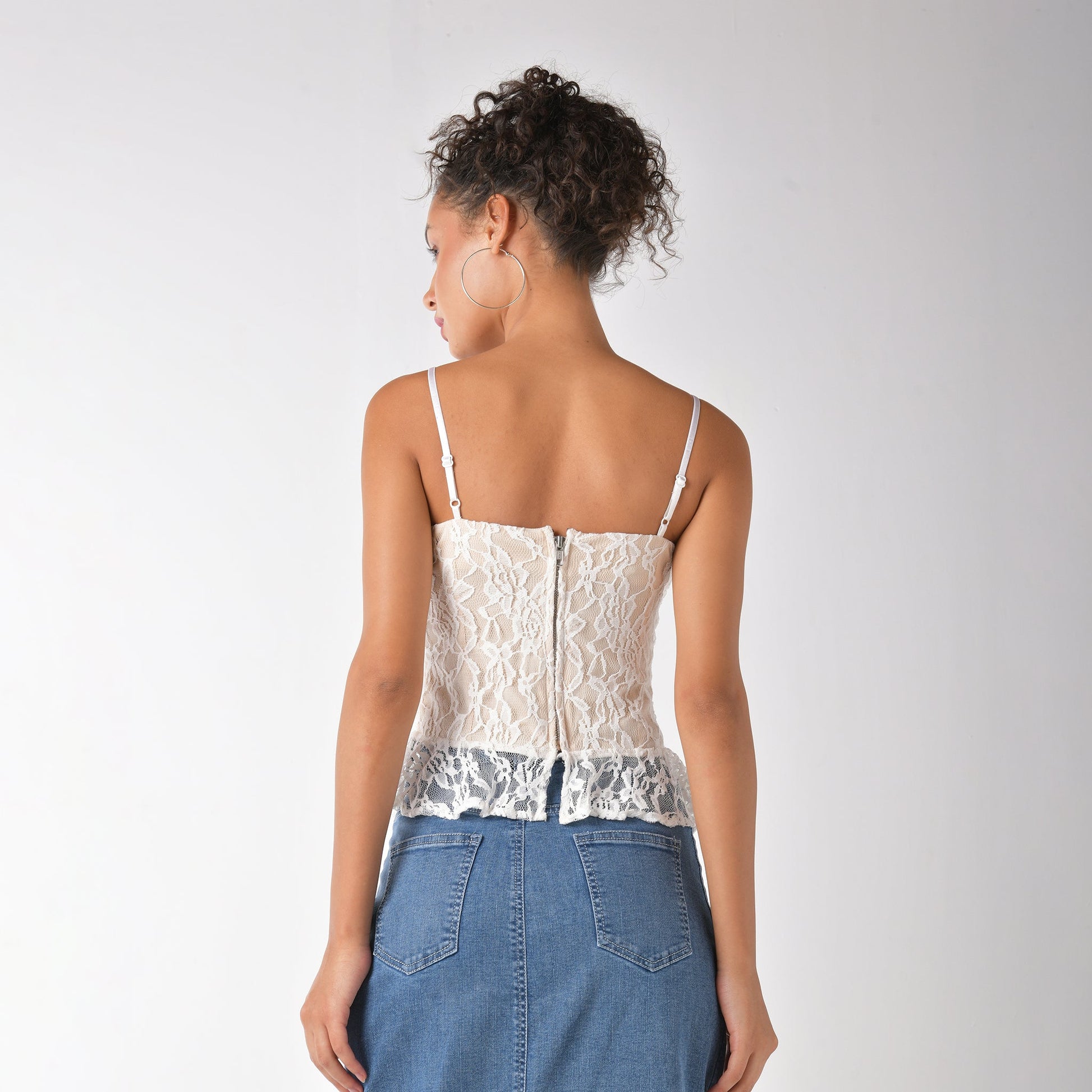 White Strappy lace corset top