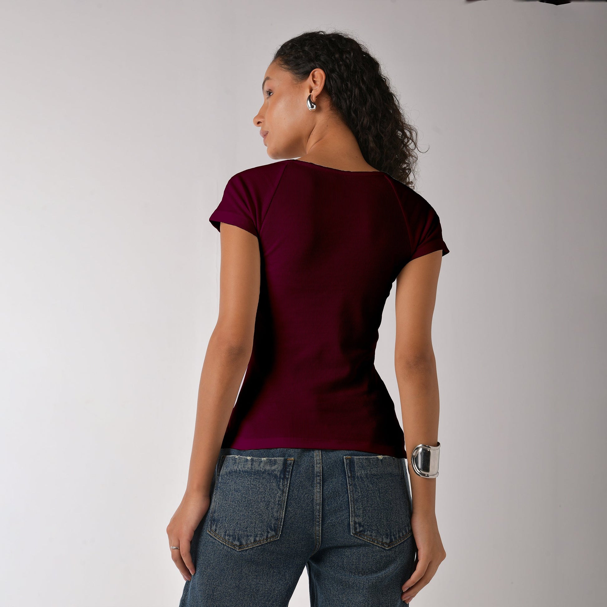 Wine Square Neck Top