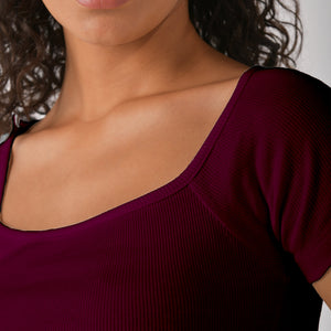 Square Neck Top Combo- Black & Wine