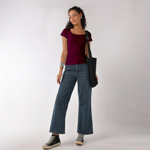 Wine Square Neck Top