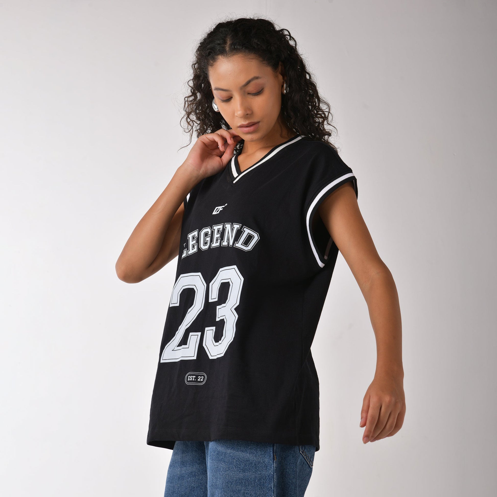 Black graphic printed basketball style vest