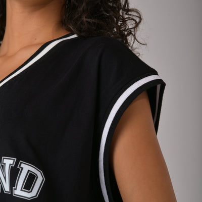 Black graphic printed basketball style vest