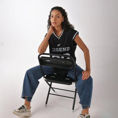 Black graphic printed basketball style vest