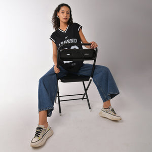 Black graphic printed basketball style vest