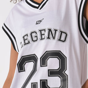 White graphic printed basketball style vest