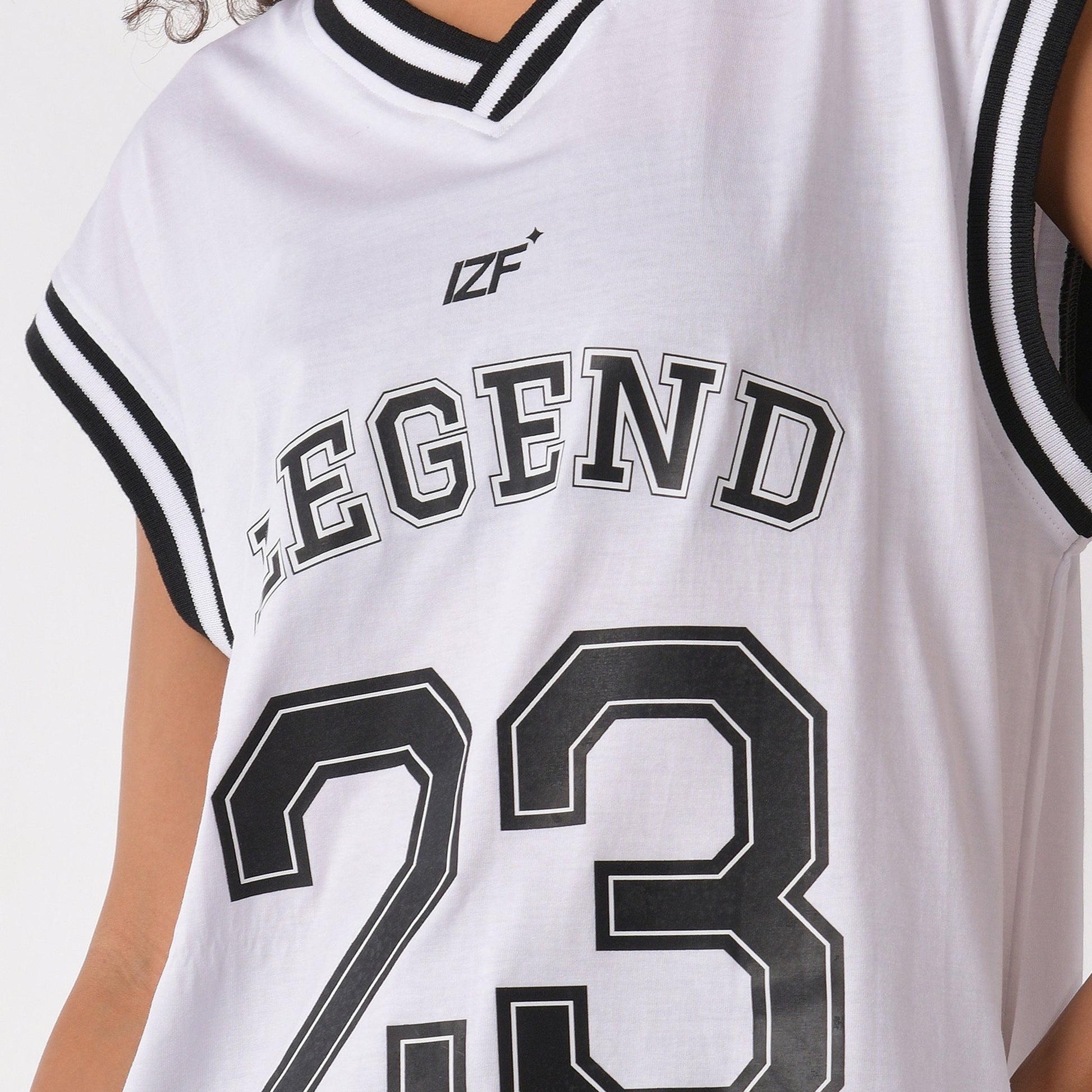 White graphic printed basketball style vest