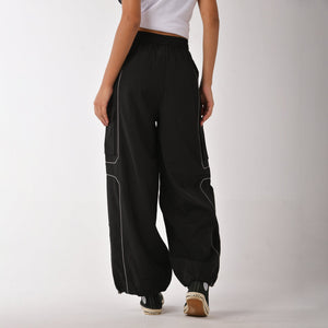 Black Piping Air Parachute Pants