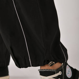 Black Piping Air Parachute Pants