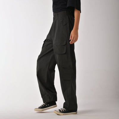 Olive baggy fit cargo pant with belt