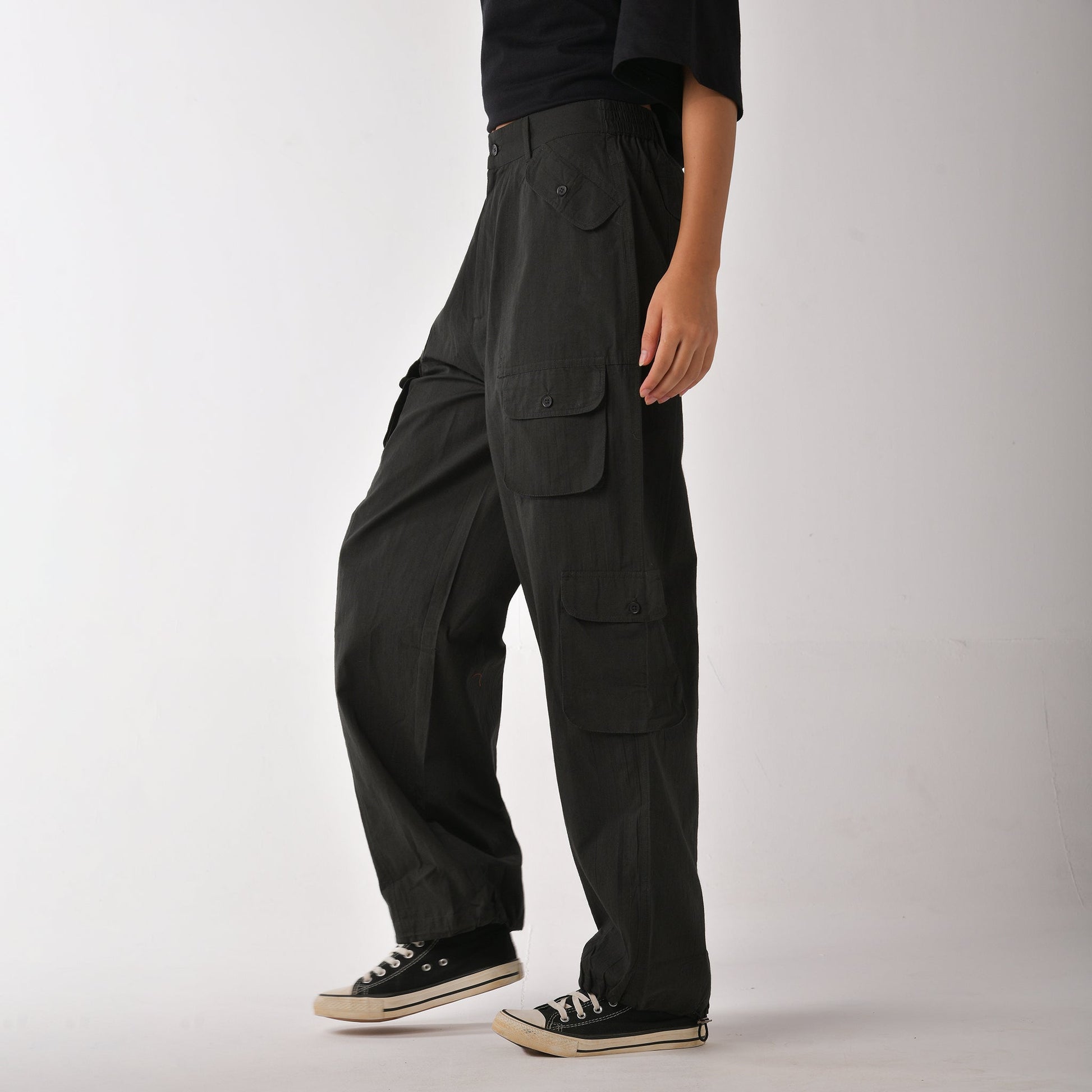 Olive baggy fit cargo pant with belt