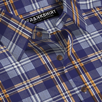 Blue and Grey Check I Regular Fit I 100% Cotton Shirt