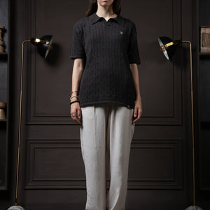 Pristine Cable Knit Polo - Shadow