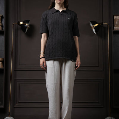 Pristine Cable Knit Polo - Shadow