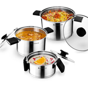 Click and Cook Stainless Steel Casserole 3 Pc Set |