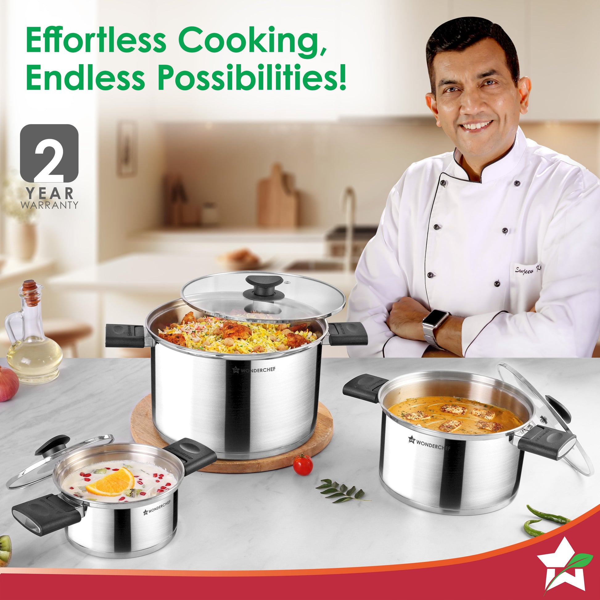 Click and Cook Stainless Steel Casserole 3 Pc Set |