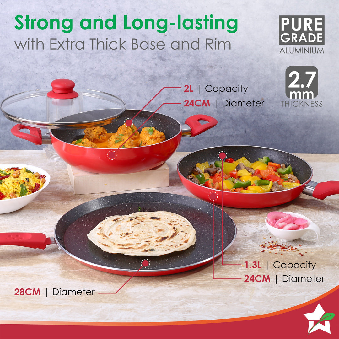 Milano Non-stick Cookware 4 Pc Set | Dosa Tawa, by black tree