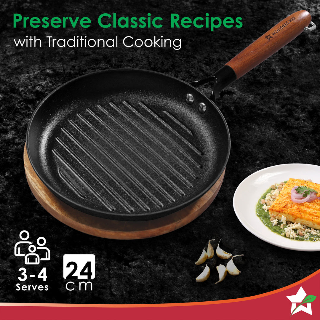 Pre-Seasoned Ferro Light 24cm Grill Pan| 2.5MM