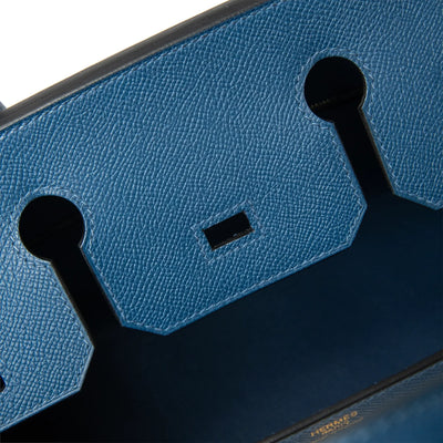 Hermès Paris Sellier Birkin 30 Deep Blue Epsom Leather Gold Hardware