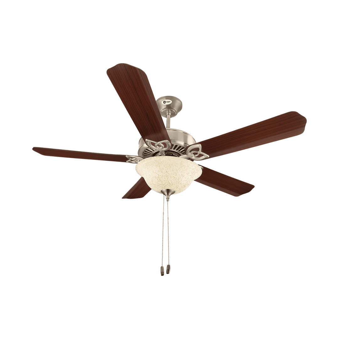 Subaris Solo Glass Shade & Wooden Finish Aluminium Blade Underlight Ceiling Fan