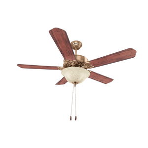 Subaris Solo Glass Shade & Wooden Finish Aluminium Blade Underlight Ceiling Fan