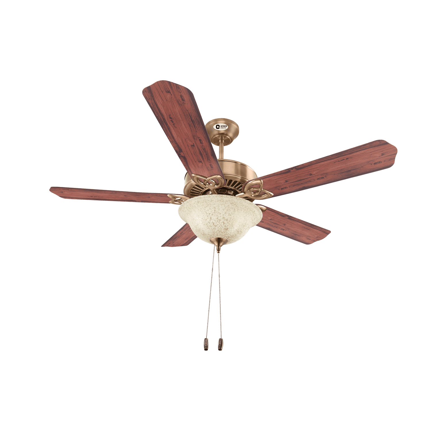 Subaris Solo Glass Shade & Wooden Finish Aluminium Blade Underlight Ceiling Fan