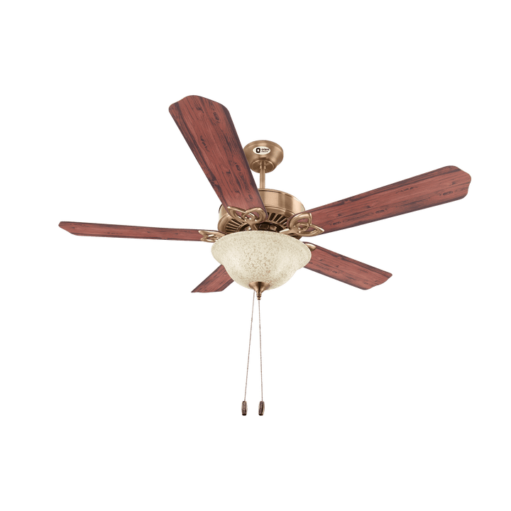 Subaris Solo Glass Shade & Wooden Finish Aluminium Blade Underlight Ceiling Fan