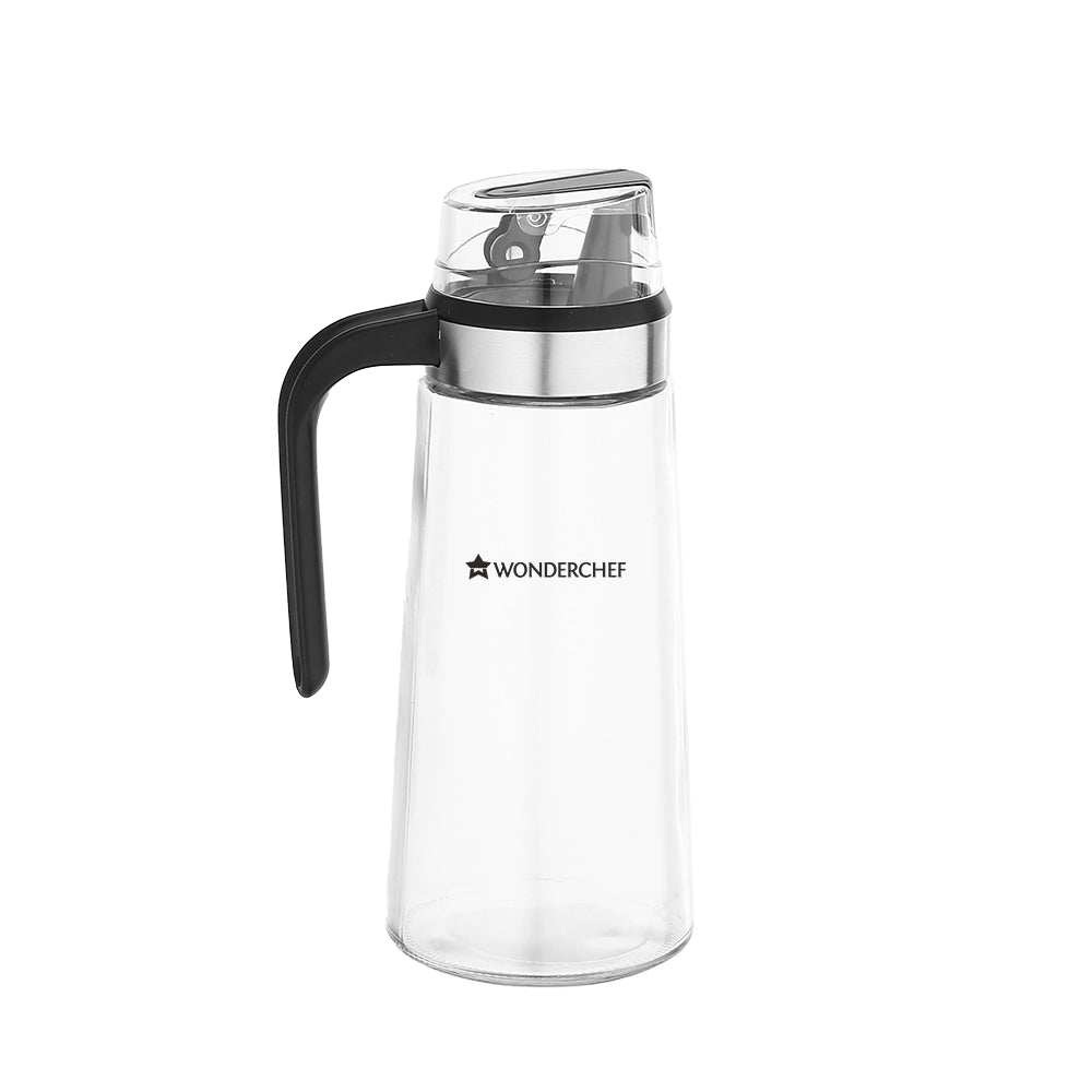 Glass Oil Pourer with Nozzle and Lid, by blacktree