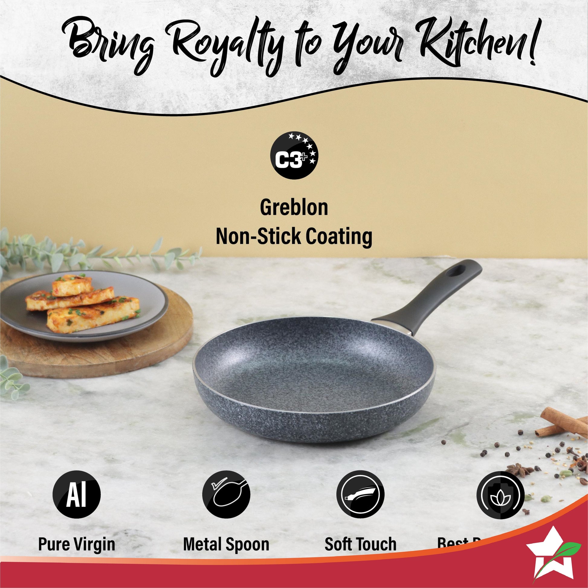 Graphite Frypan 24 cm, 3 Years Warranty  by blacktree