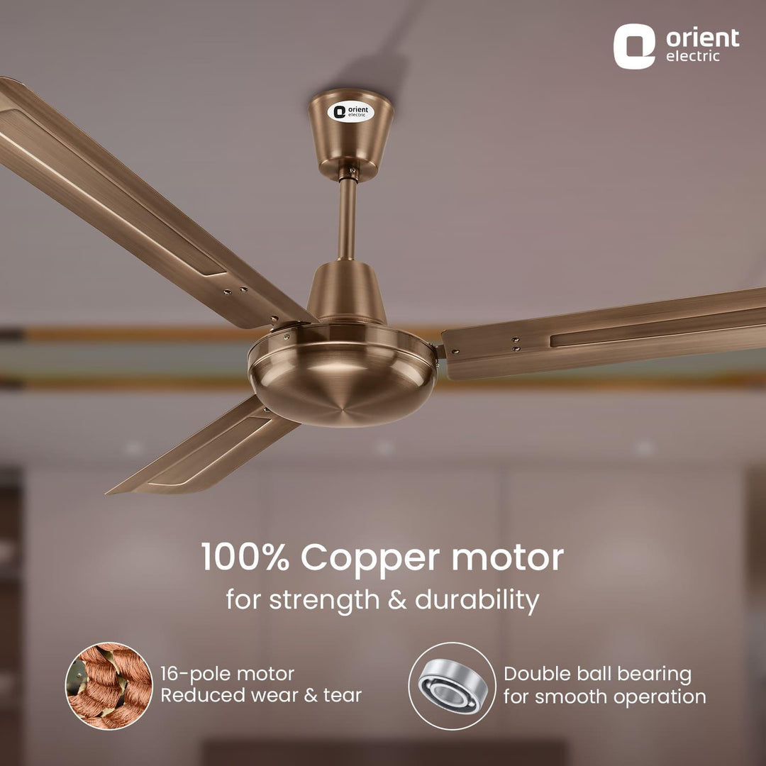 Quasar High Speed Ceiling Fan with Electroplated Finish