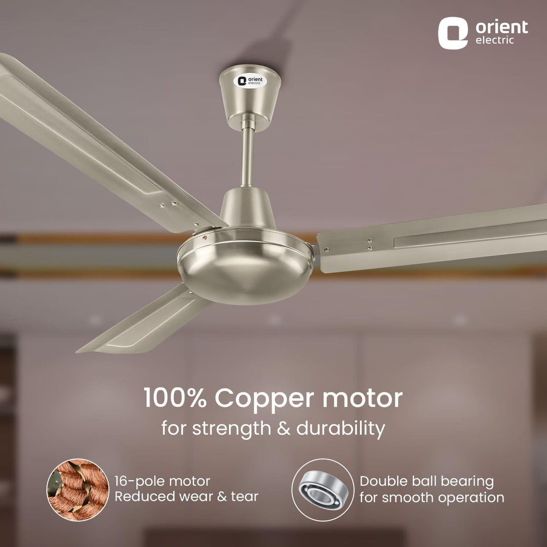 Quasar High Speed Ceiling Fan with Electroplated Finish