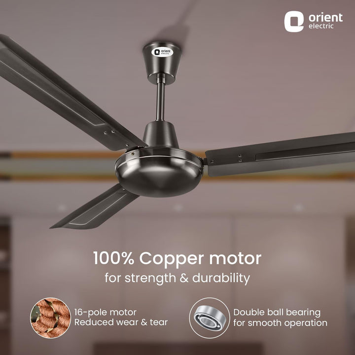 Quasar High Speed Ceiling Fan with Electroplated Finish